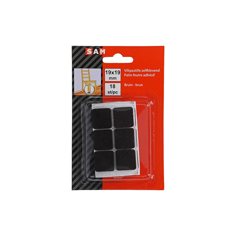Patin feutre adhésif brun 19x19mm – Protège vos sols | SAM Patin feutre adhésif brun 19x19mm – Protège vos sols | SAM