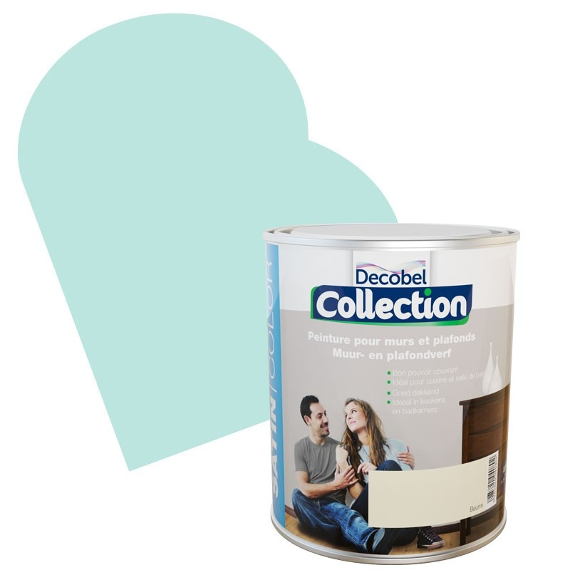 Peinture Mur & Plafond Collection vert dragée satinée 2,5 L DECOBEL