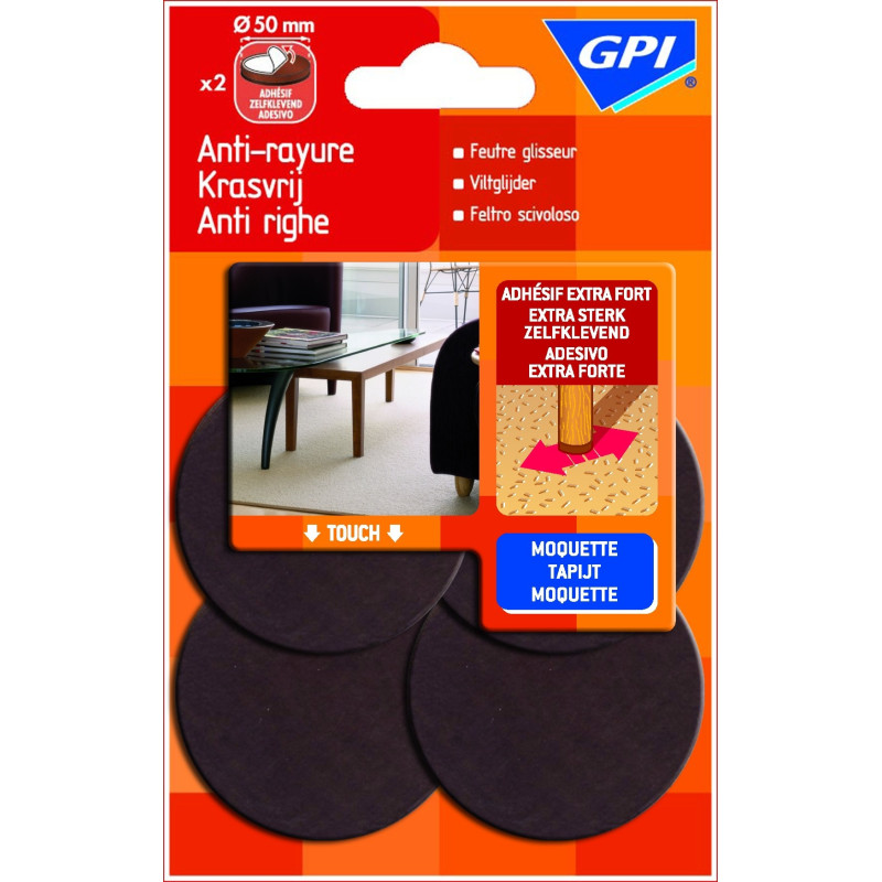 Patin glisseur adhésif Ø 50 mm 2 pièces