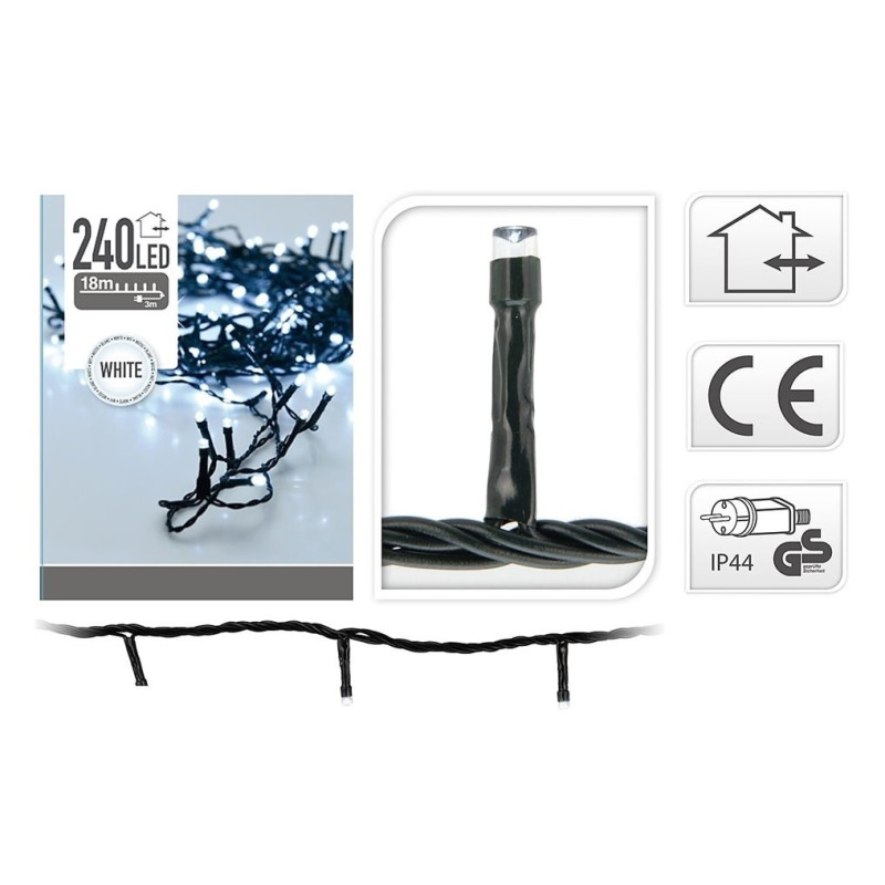 Guirlande LED blanc froid 18 m – éclairage festif intérieur/extérieur