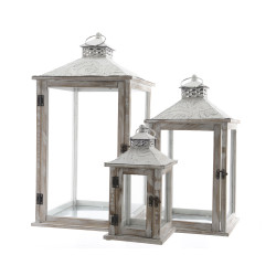 Lanterne en bois blanche 25 x 25 x 47 cm – Déco de Noël | DECORIS