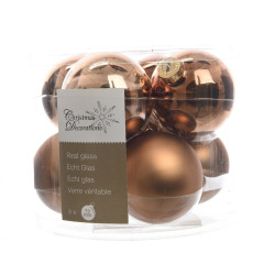 Boule de Noël Brun Suède Ø 7cm 8 Pièces – Déco Élégante

