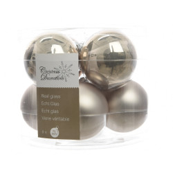 Boules de Noël Lin Naturel Ø 7cm – Lot de 8 | DECORIS