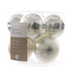 Boule de Noël Argentée Ø 7 cm – Lot de 8 | DECORIS