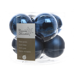 Boules de Noël Bleu Nuit Verre Ø 7cm 8pcs – Déco Festive | DECORIS