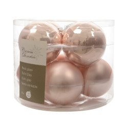 Boule de Noël Verre Rose Poudre Ø 7cm 8 Pcs – Décoration Festive

