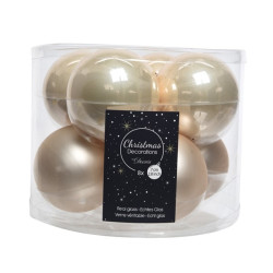 Boule de Noël en verre perlée — lot de 8 pièces – Déco festive | DECORIS