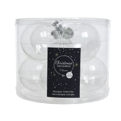 Boule de Noël en verre transparent Ø 7 cm – Lot de 8 | DECORIS
