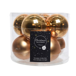 Boule de Noël en verre doré — lot de 8 pièces – Déco festive | DECORIS