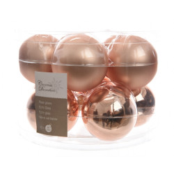 Boule de Noël Verre Rose Champagne 6cm – Lot 10 Pièces | DECORIS