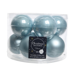 Boule de Noël Verre Bleue Brume Ø 6cm – Lot 10 Pièces

