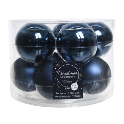 Boules de Noël Bleu Nuit Verre Ø 6cm – Lot de 10 | DECORIS
