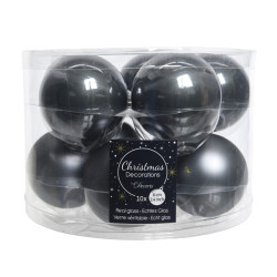 Boule de Noël Grise Pierre Ø 6cm – Lot de 10 | DECORIS