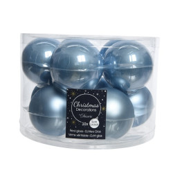 Boule de Noël en verre bleu acier Ø 6 cm – Lot de 10 | DECORIS