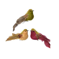 Oiseau en velour à clipser 4 x 15 x 4 cm