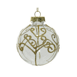 Boule de Noël incassable et transparente à paillettes dorées Ø 8 cm