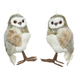Chouette avec plumes brunes à suspendre 16 cm