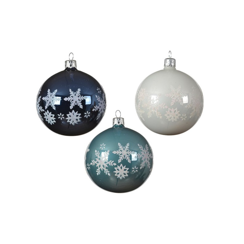 Boule de Noël flocon blanc hiver Ø 8 cm