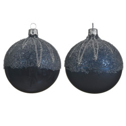 Boule de Noël perle bleu nuit Ø 8 cm