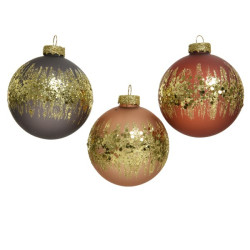 Boule de Noël avec motifs dorés Ø 8 cm