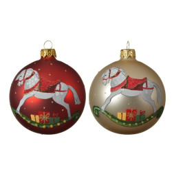Boule de Noël mate avec cheval Ø 8 cm