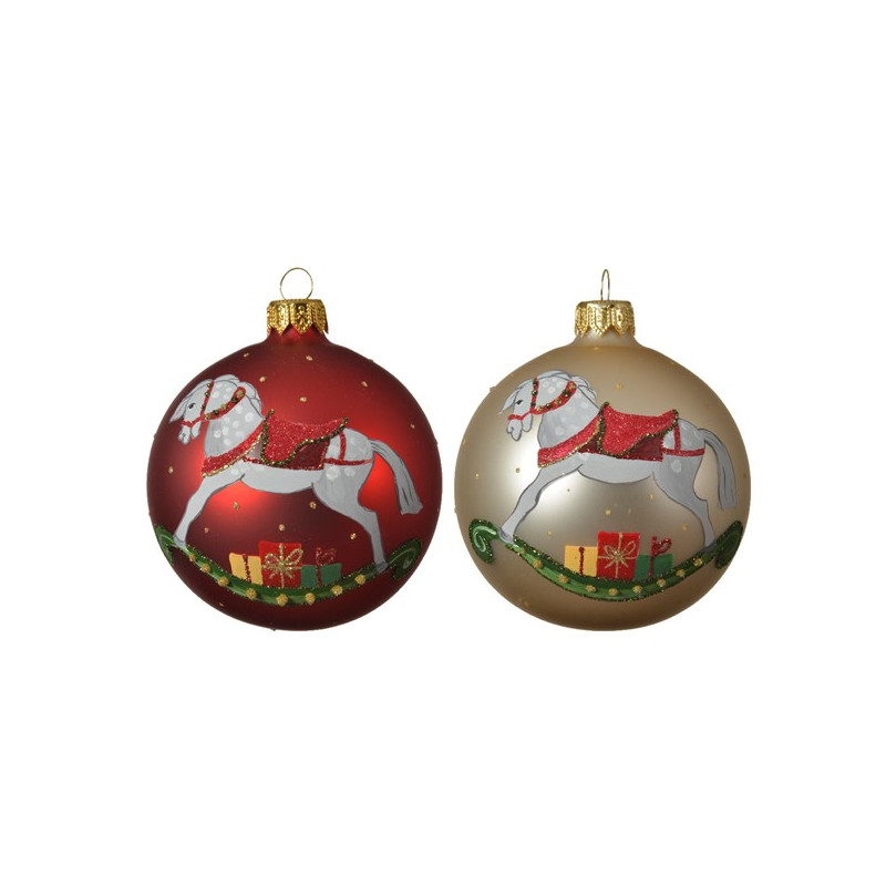 Boule de Noël mate avec cheval Ø 8 cm
