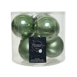 Boule de Noël verte sauge Ø 8 cm 6 pièces