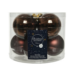 Boule de Noël marron Ø 7 cm 8 pièces