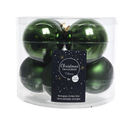 Boule de Noël verte pin Ø 7 cm 8 pièces