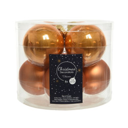 Boule de Noël ambre Ø 7 cm 8 pièces