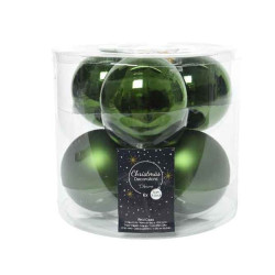 Boule de Noël verte pin Ø 8 cm 6 pièces