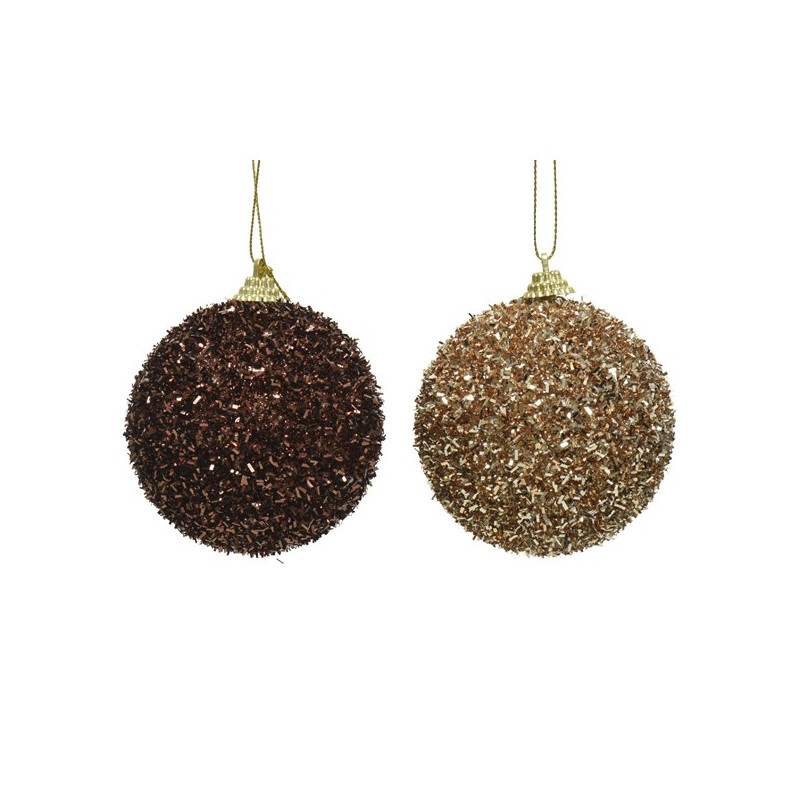 Boule de Noël en mousse pailletée à perle Ø 8 cm