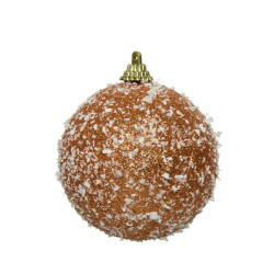 Boule de Noël en mousse pailletée ambre enneigée Ø 8 cm