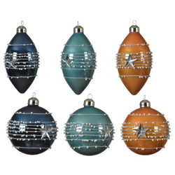 Boule de Noël colorée et pailletée à étoile Ø 8 cm