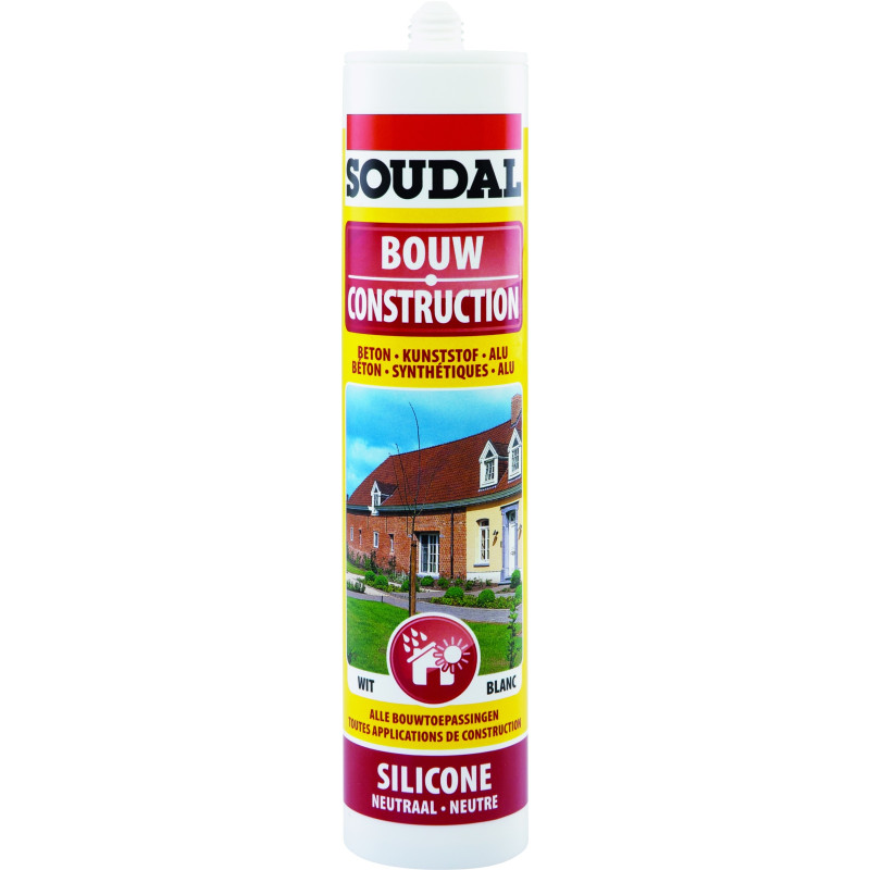 Silicone Construction neutre blanc 0,3 L SOUDAL