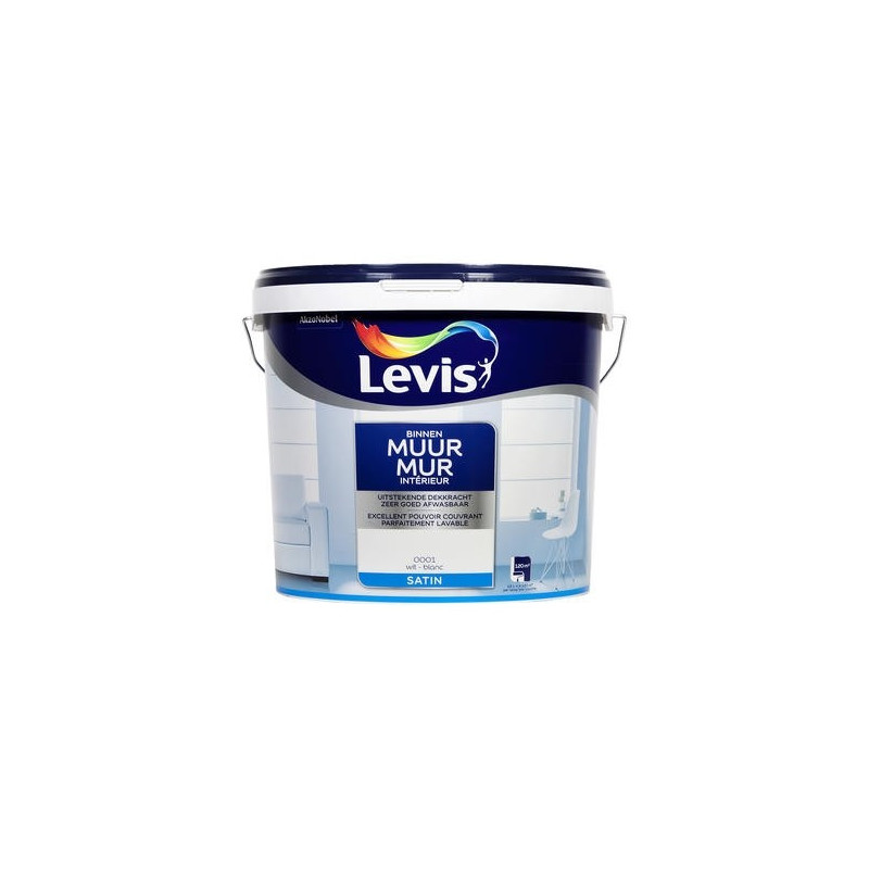 Peinture Mur Intérieur blanche satinée 10 L LEVIS