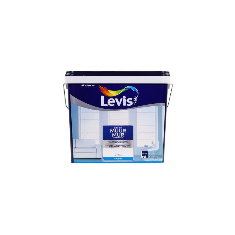 Peinture Mur Intérieur blanche satinée 5 L LEVIS