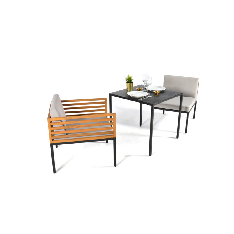 Ensemble de jardin pour balcon en acier et acacia