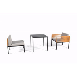 Ensemble de jardin pour balcon en acier et acacia