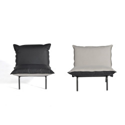Fauteuil de jardin bas avec coussin réversible 2 pièces