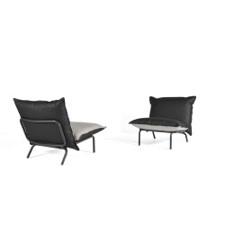 Fauteuil de jardin bas avec coussin réversible 2 pièces