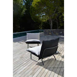Fauteuil de jardin bas avec coussin réversible 2 pièces