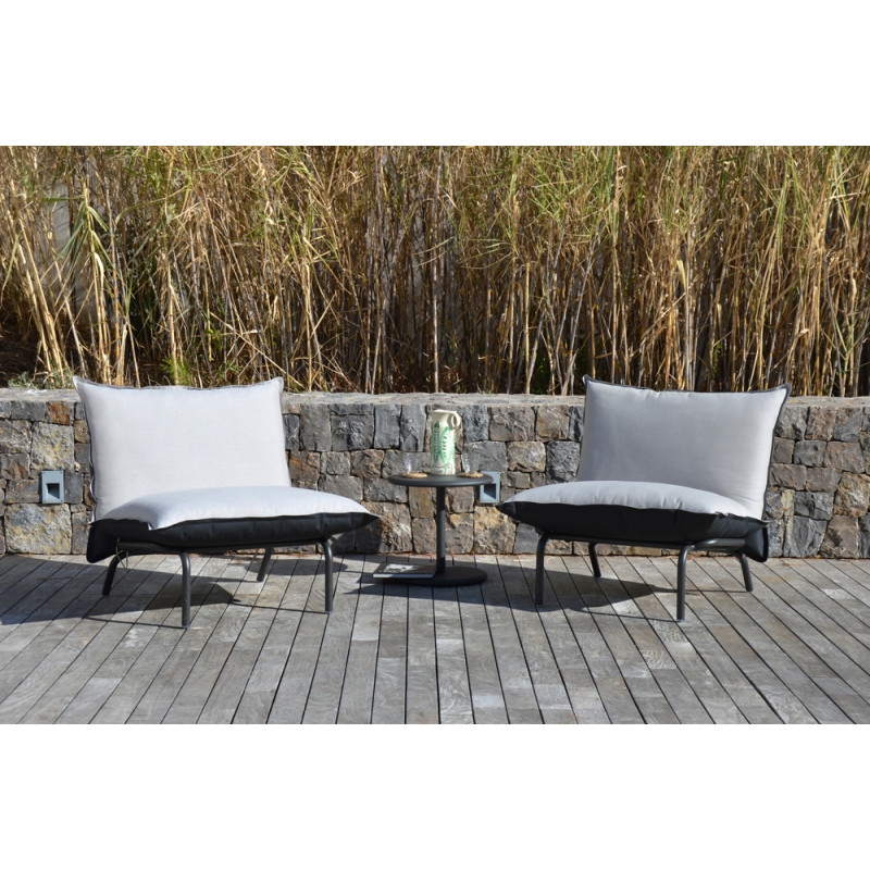 Fauteuil de jardin bas avec coussin réversible 2 pièces