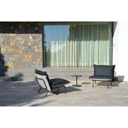 Fauteuil de jardin bas avec coussin réversible 2 pièces