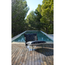 Fauteuil de jardin bas avec coussin réversible 2 pièces