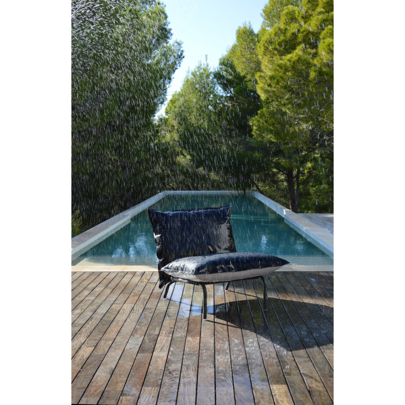 Fauteuil de jardin bas avec coussin réversible 2 pièces