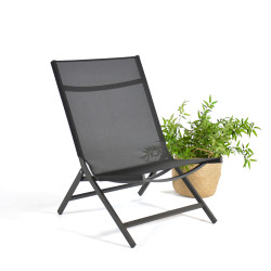 Fauteuil de jardin bas pliant anthracite