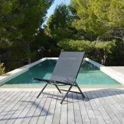 Fauteuil de jardin bas pliant anthracite