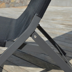 Fauteuil de jardin bas pliant anthracite