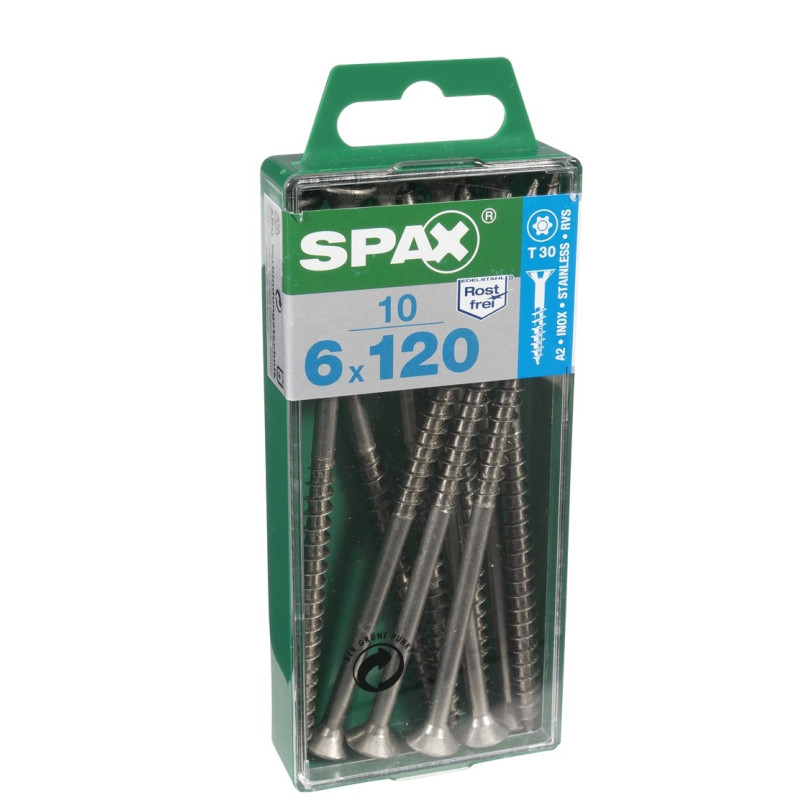 Vis TF Torx en acier inoxydable 6 x 120 mm 10 pièces SPAX